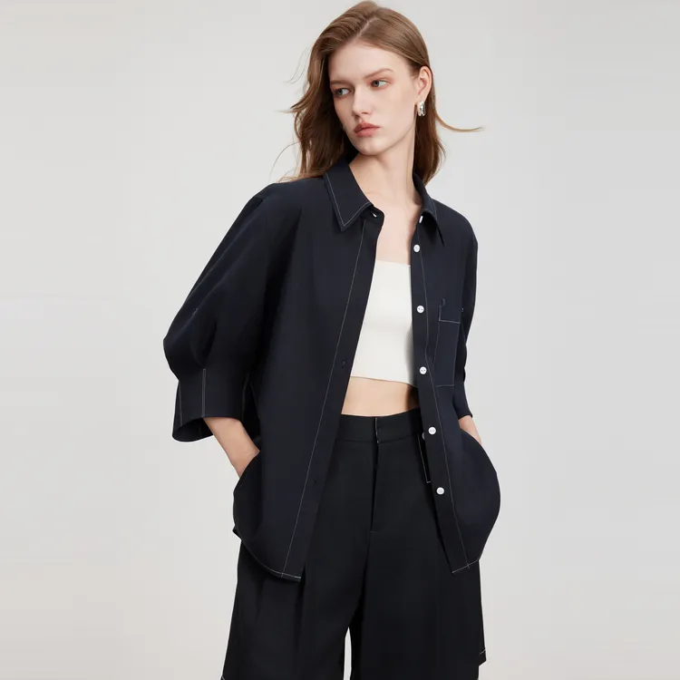 ELLE Shirts Women's Navy Blue-2