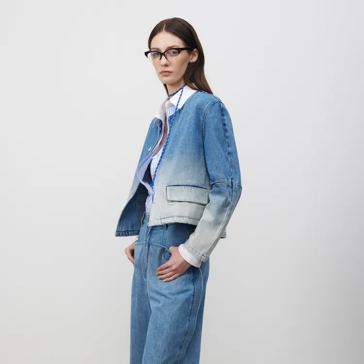 Lost In Echo Cropped Coat Women's Gradient Blue-4