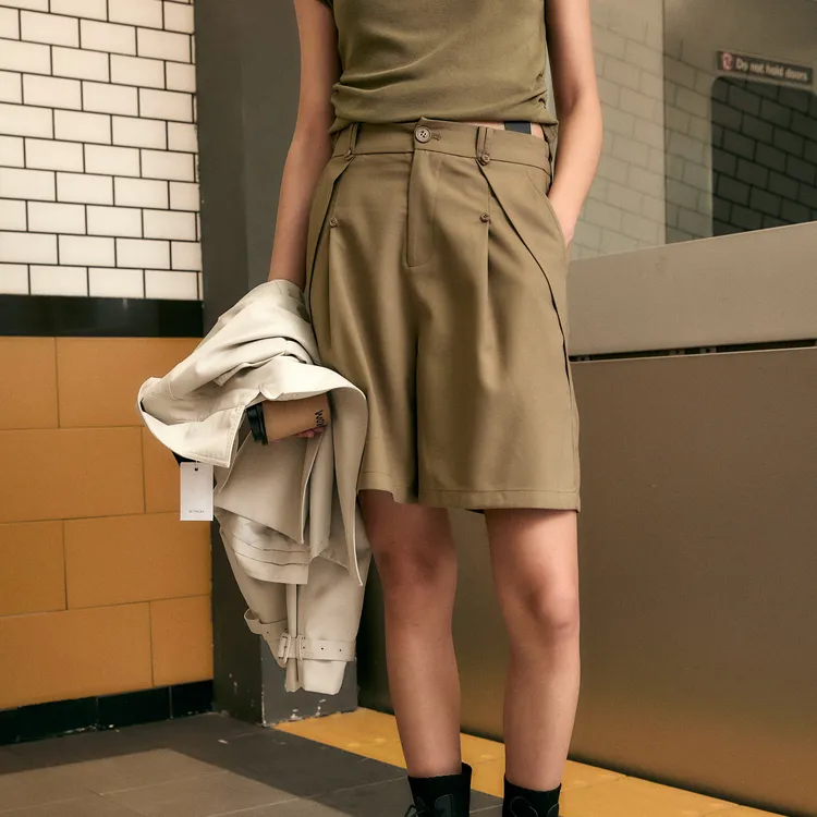SETIROM Casual Shorts Women's Khaki-2