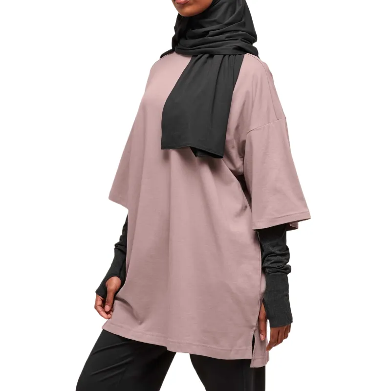 GYMSHARK Drop Shoulder Sleeve T Shirt Women's Washed Purple Red-2
