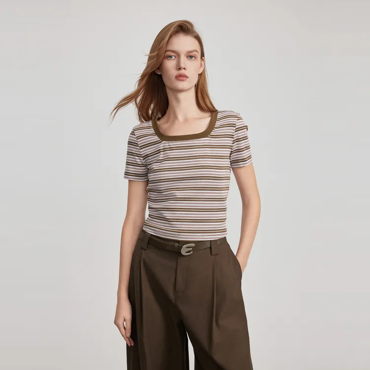 ELLE T Shirts Women's Coffee-2