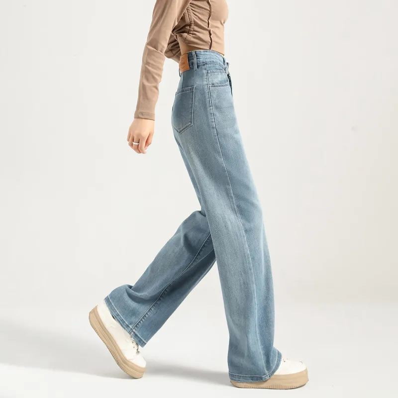 FAWENXIANGZI Jeans Women's Light Blue-5