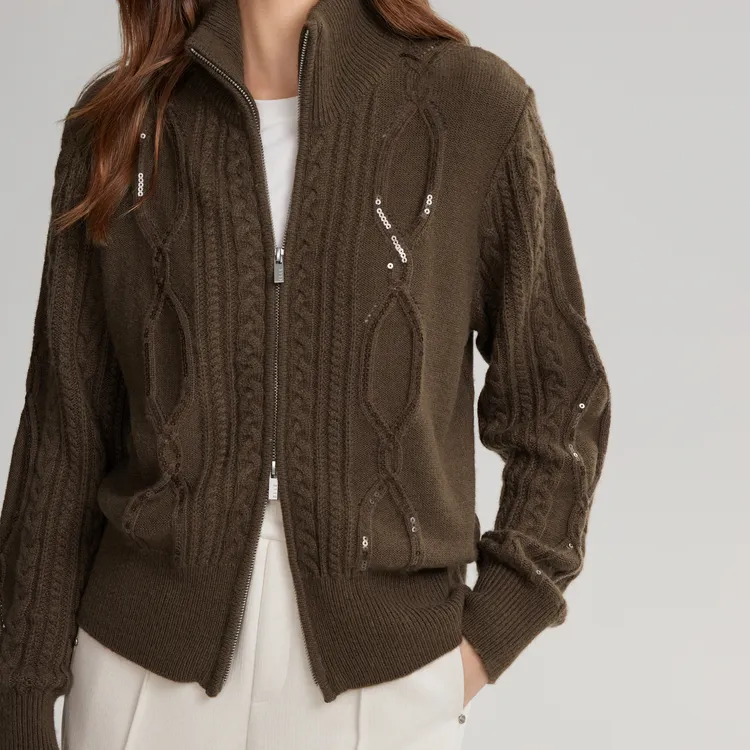 ELLE Sweaters Women's Coffee-3