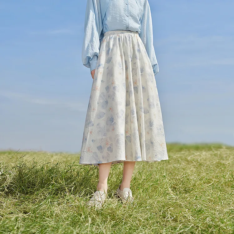 Inman Casual Long Skirt Women's Sky Blue-3