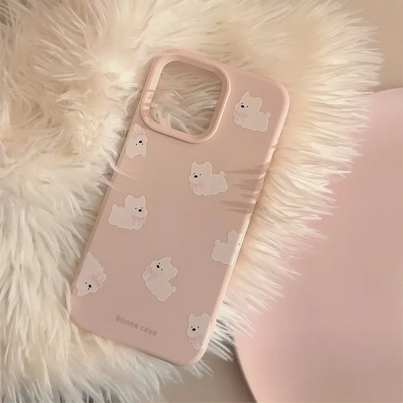 Cuttlefish Grid TPU Material Cute West Highland White Terrier Phone Case Compatible With Apple 16/15/14/13/12/11-4