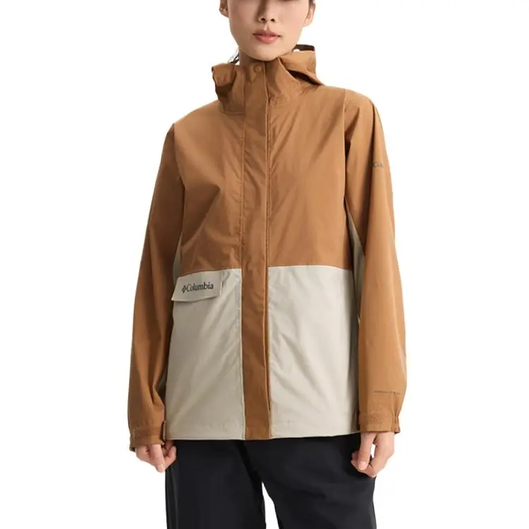 Columbia Waterproof, Windproof, Breathable, Abrasion Resistant, Lightweight Windbreaker Jacket Women's White Brown 224-2