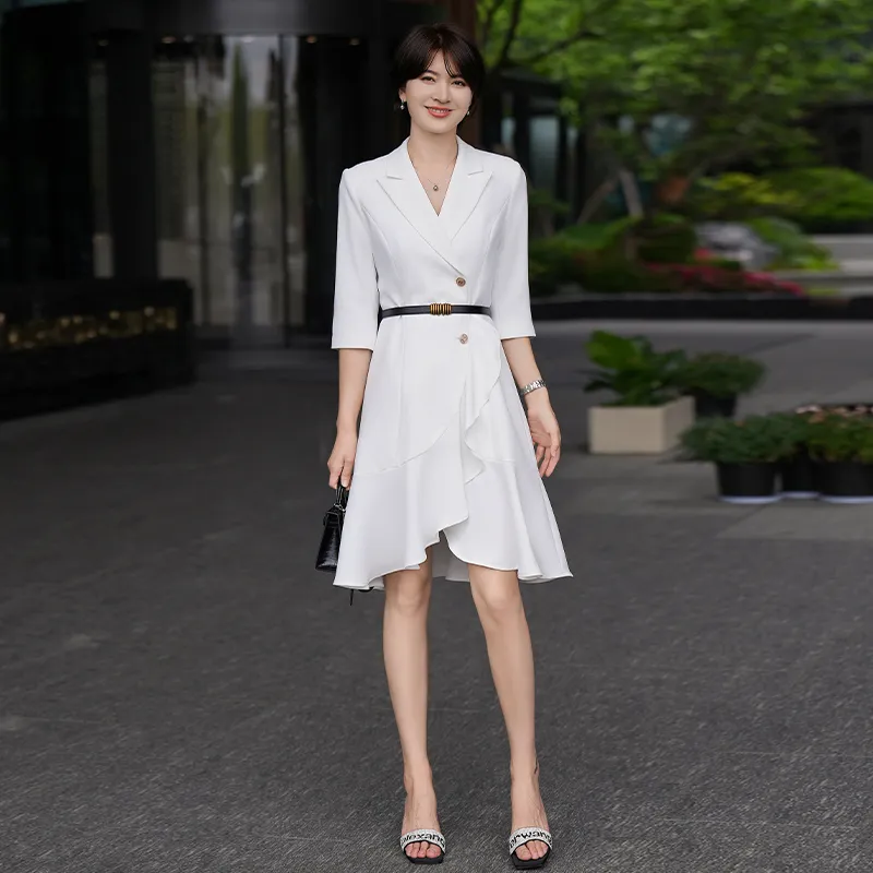 ONE SHALLOW Long-Sleeved Dresses Women's White-5