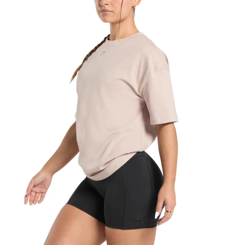 GYMSHARK Drop Shoulder Sleeve T Shirt Women's Pink-2
