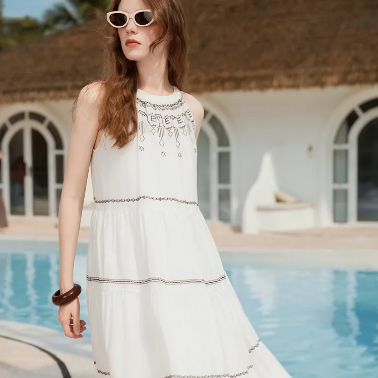 ELLE Sleeveless Dress Women's White-2