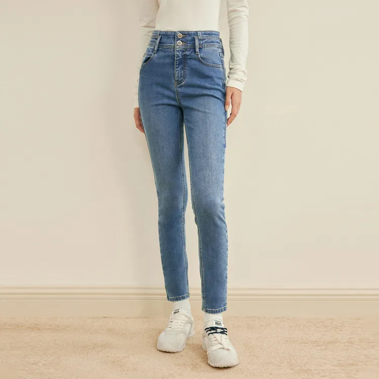 LEDIN Jeans Women's Faded Denim Blue-2