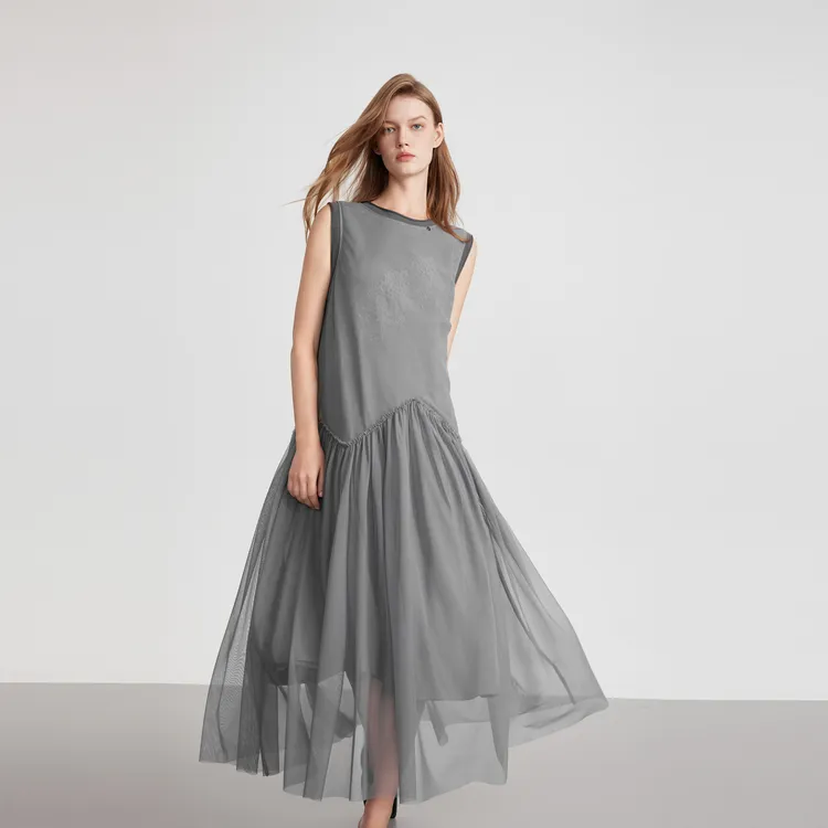 ELLE Sleeveless Dresses Women's Light Gray-3