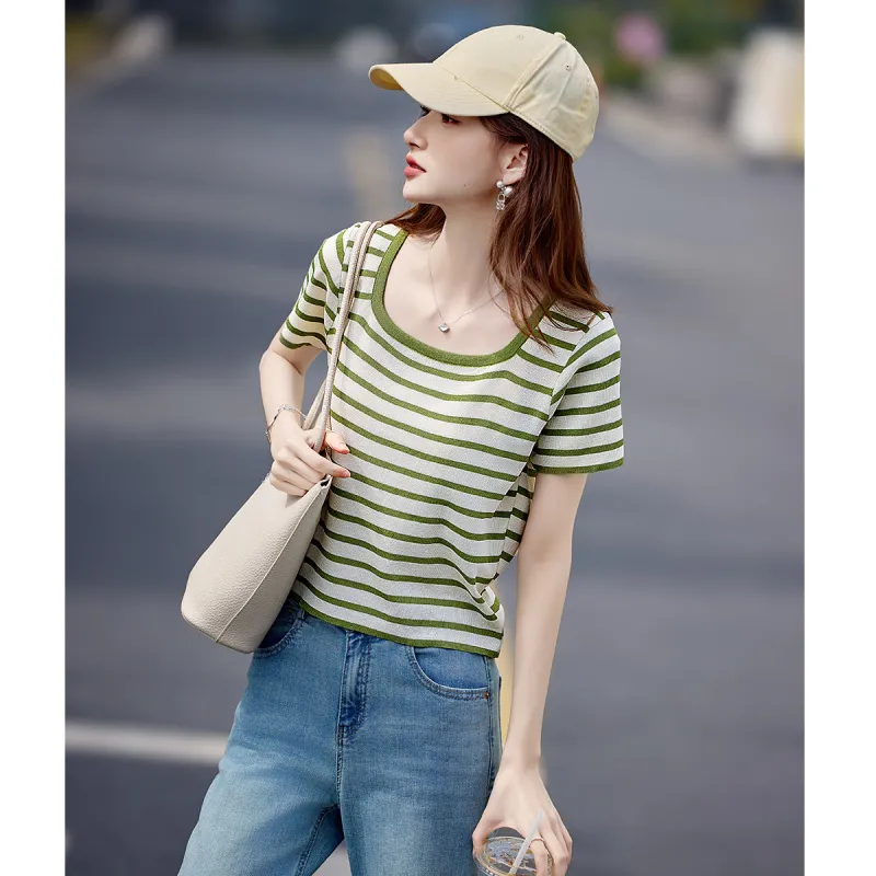 Still quiet Knitwear Women's Green Stripes-5