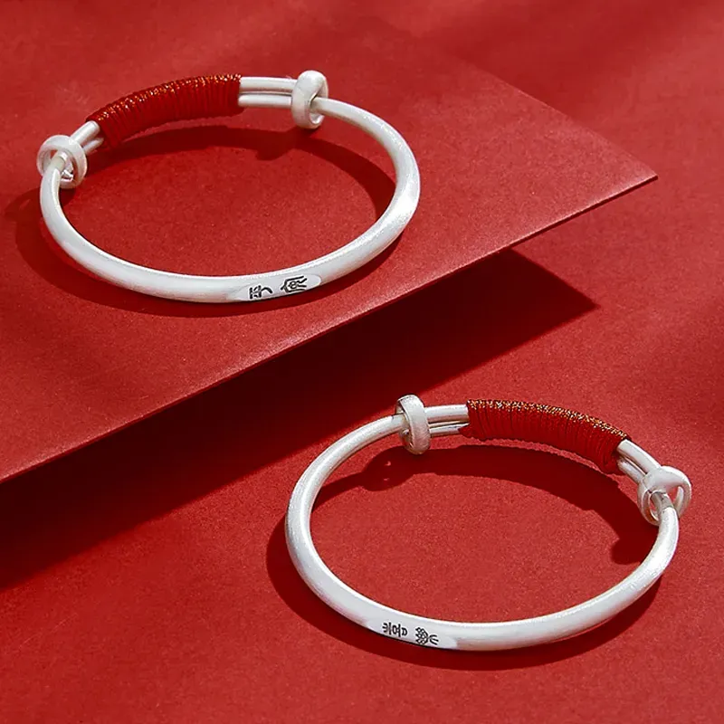 YASHENGZHUBAO 999 Fine Silver Bangles Kids'-3