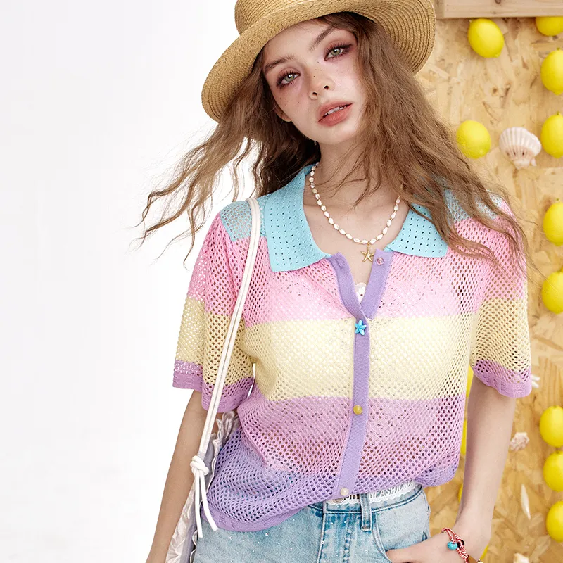ELF SACK Knitwear Women's Colored Glaze Sea Pink Purple-4