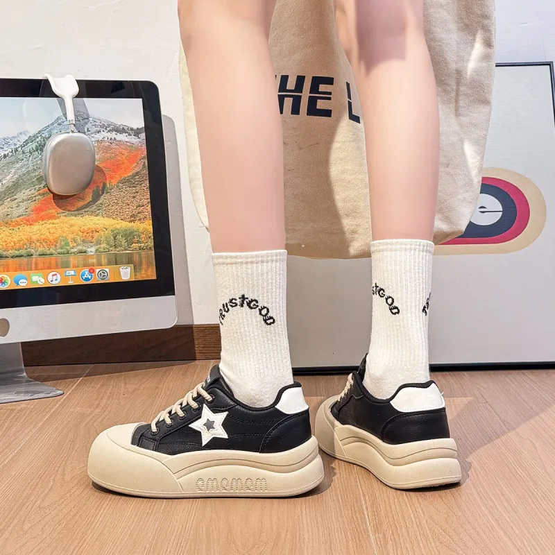 RENBEN Abrasion Resistant Lightweight Height Increasing Low Top Skateboard Shoes Women's-4