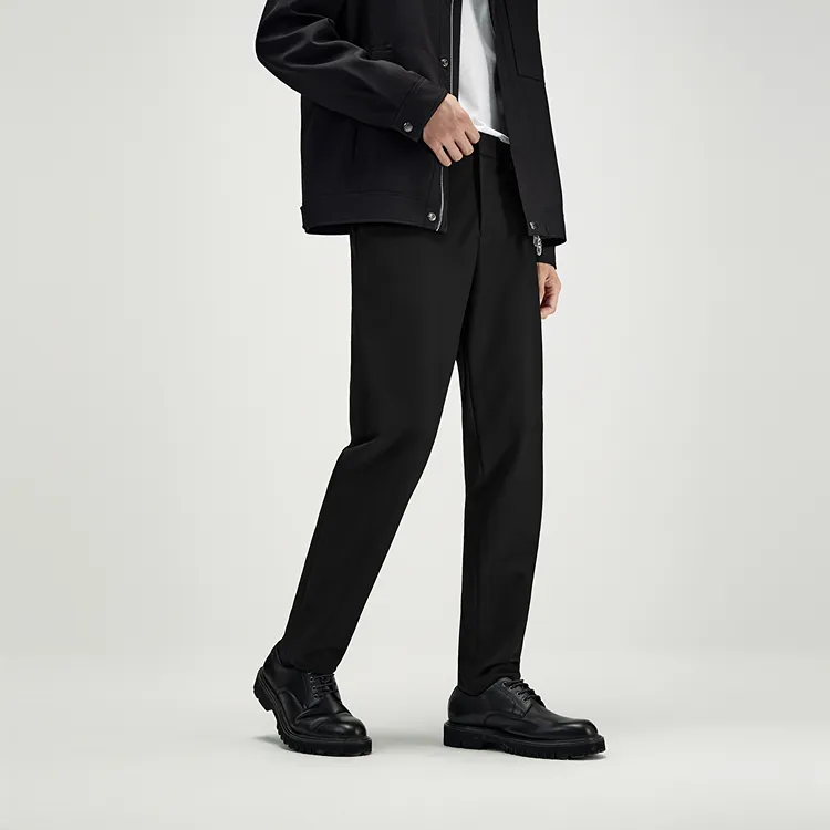 PEACEBIRD MEN Black Waist Embroidery Men's Trendy Brand Suit Pants Casual Pants Unisex-3