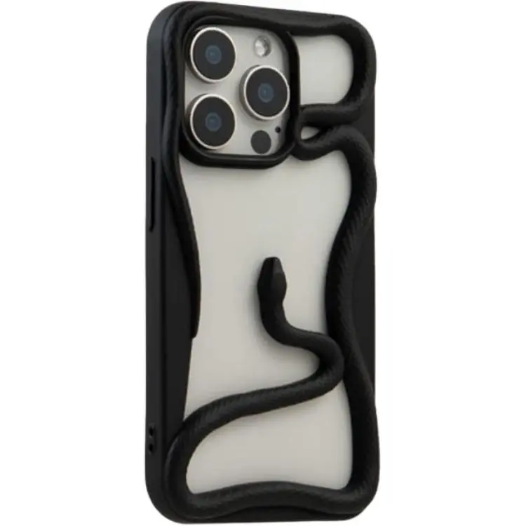 Sopi TPU Material Cut Out 3D Effect Snake Phone Cases Compatible With IPhone 16/15 Pro Max/Apple 13/14 Pro/Max-5
