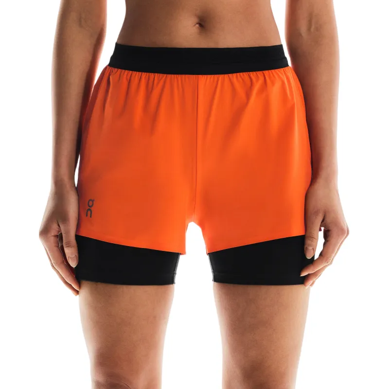 On Performance Sports Shorts Women's Orange Red-4