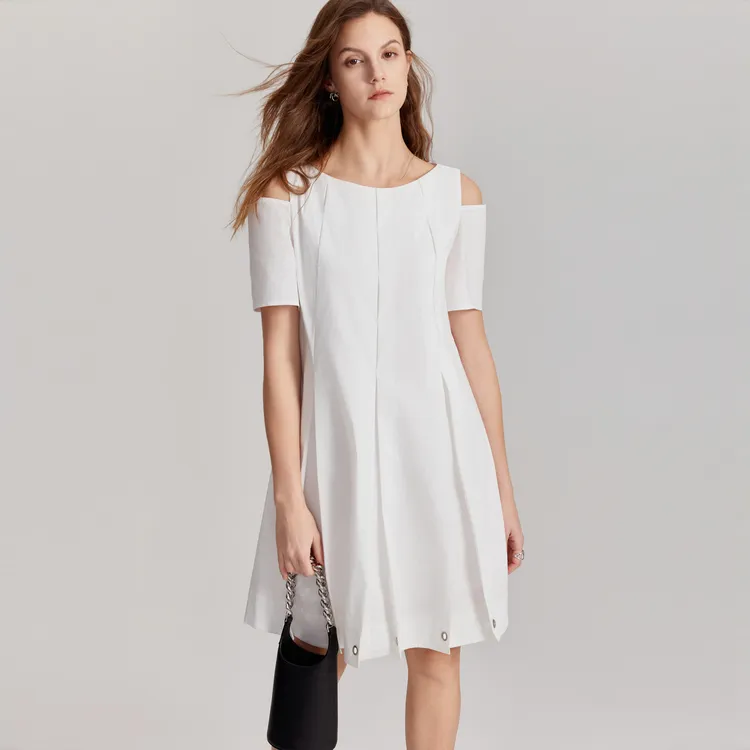 ELLE Short Sleeved Dresses Women's White-2