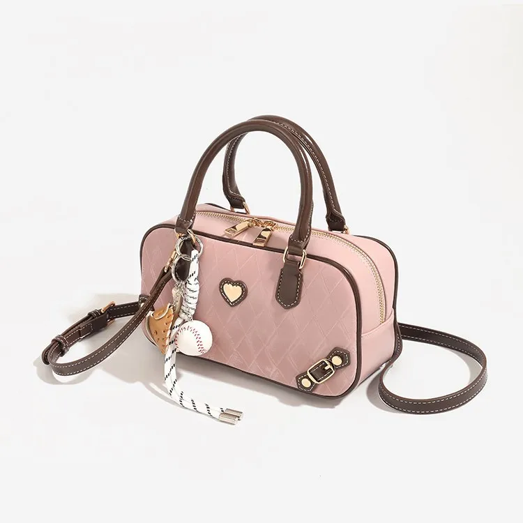 MINLUBAOLUO Synthetic Leather Handbag Women's Pink-4
