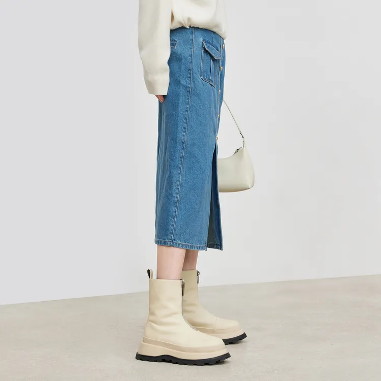 MO&CO Denim Long Skirts Women's Denim Blue-6