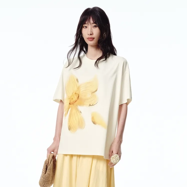 PEACEBIRD T Shirts Women's Beige-3