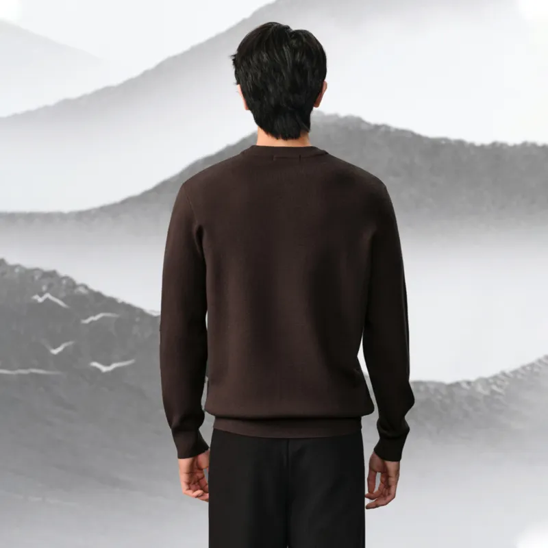 HLA Knitwear Men Red Brown Pattern 86-3