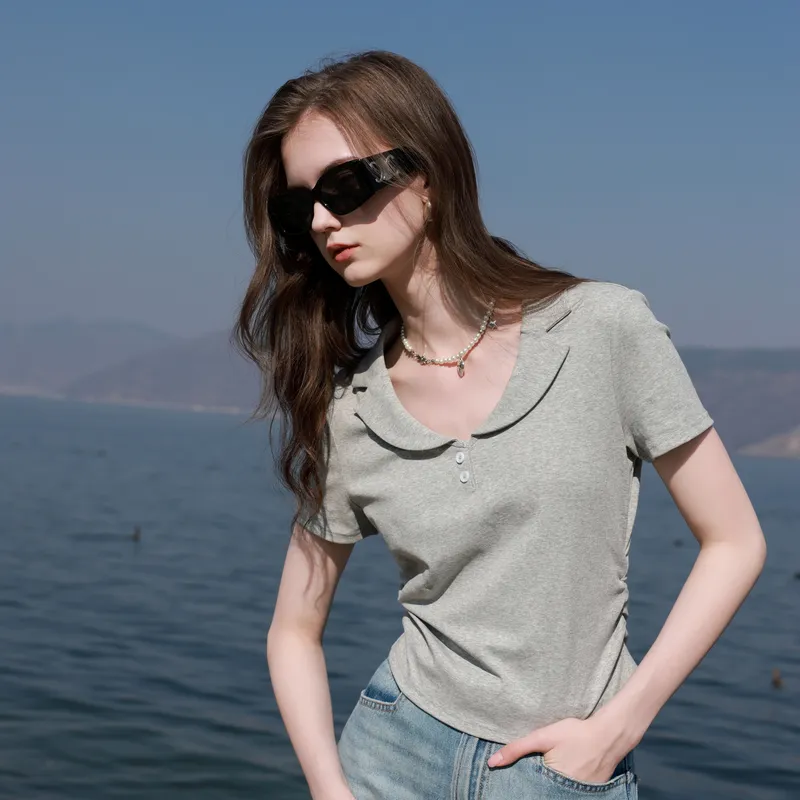 3COLOUR T Shirts Women's Heather Gray-4
