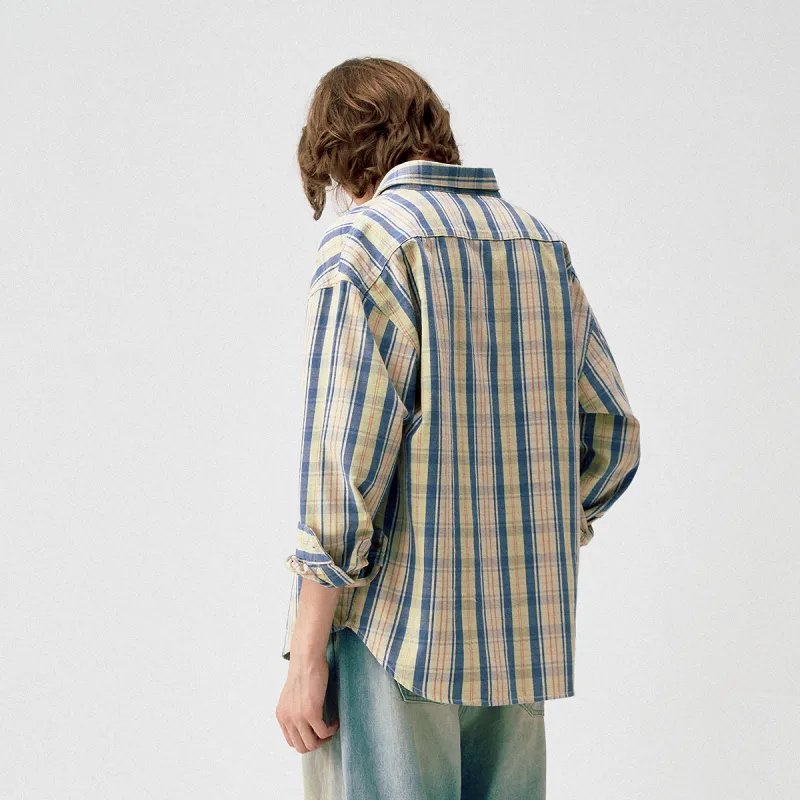 714STREET Shirt Unisex Blue Yellow Plaid-2