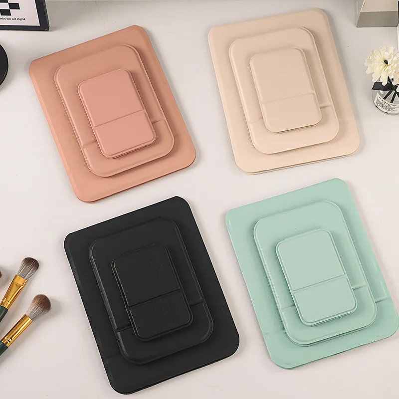 Love Of Wormwood Minimalist Style Large PU Leather Folding Tabletop Single Sided Mirror Refillable Makeup Mirror-2