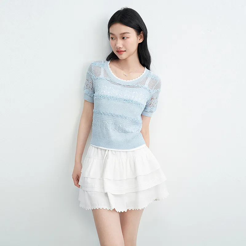 LEDIN Knitwear Women's Ice Dew Blue In Stock-4