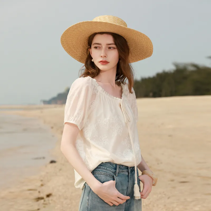 3COLOUR Chiffon Shirts Women's Ecru Floral-6