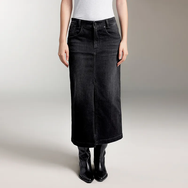 Miss Sixty Denim Long Skirt Women's Black-2
