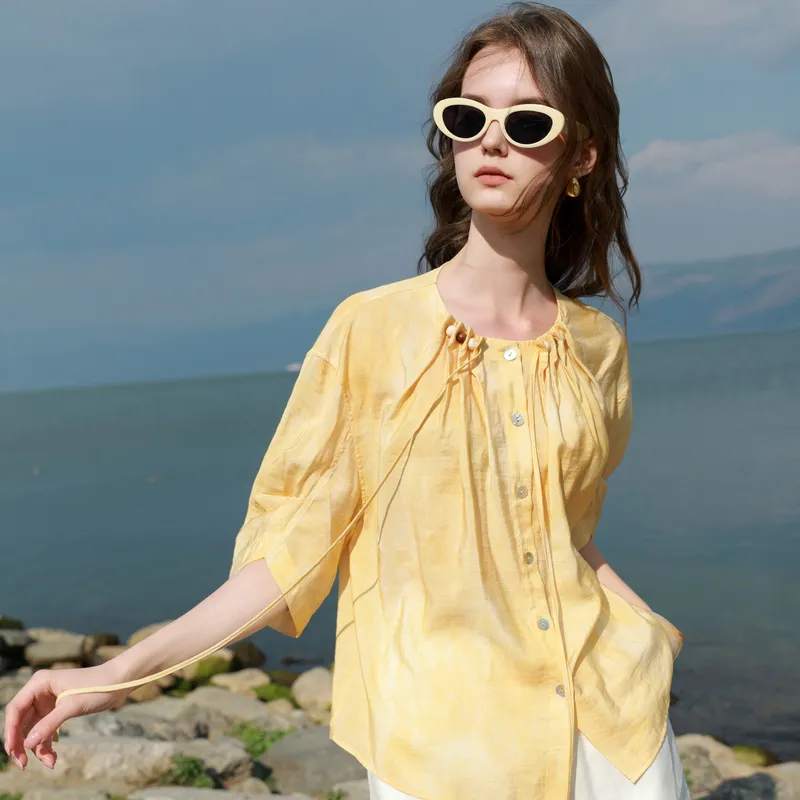 3COLOUR Shirts Women's Yellow Blended-6