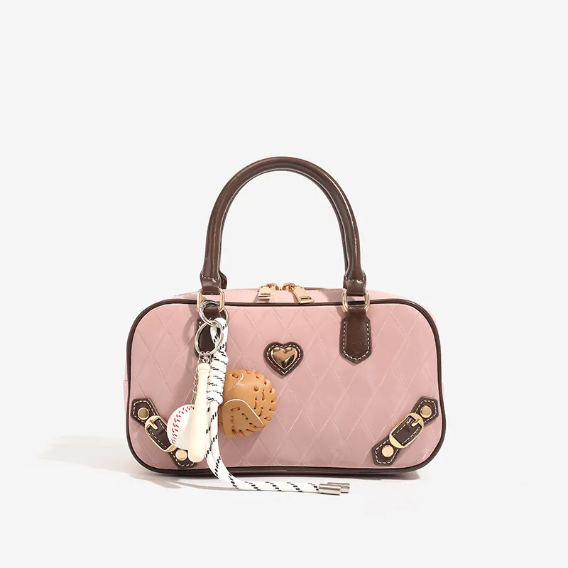 MINLUBAOLUO Synthetic Leather Handbag Women's Pink-2