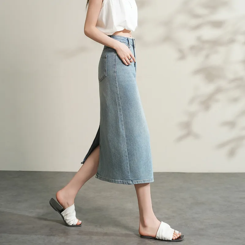 TERRE BLEUE Denim Long Skirt Women's-3