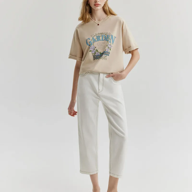 E.land Jeans Women's Ivory White-4