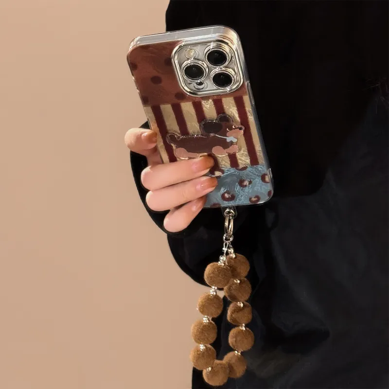 Cuttlefish Grid TPU Material Stripes Vintage Sausage Dog Niche Phone Case Compatible With Apple 16/15/14/13/12/11-4