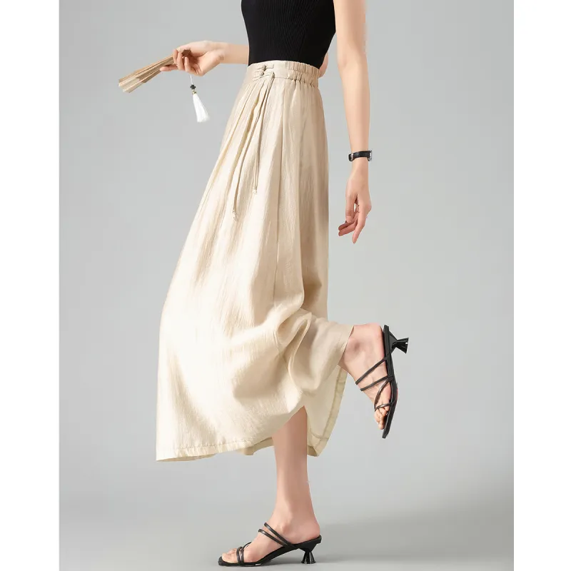 XINFEIYU Casual Long Skirts Women's Beige-2