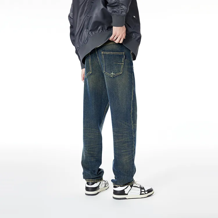 PEACEBIRD MEN Jeans Men Dark Blue Classic Straight Fit-4