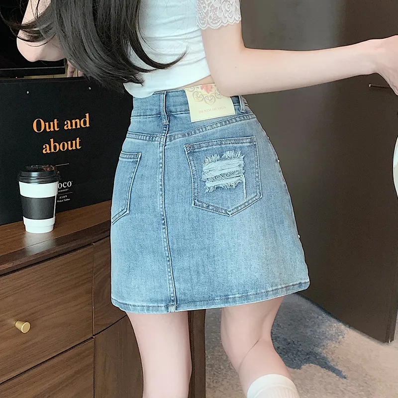 XIANSINIAO Denim Short Skirts Women's-4