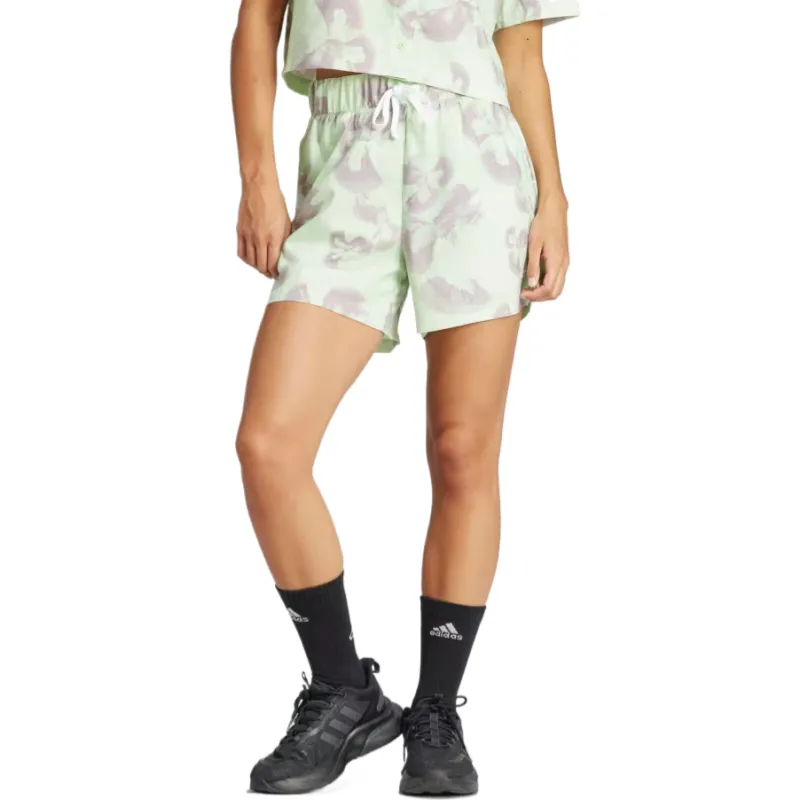 Adidas Women's Floral Graphic Woven Shorts Ivory/Semi Green Spark/Preloved Fig-1