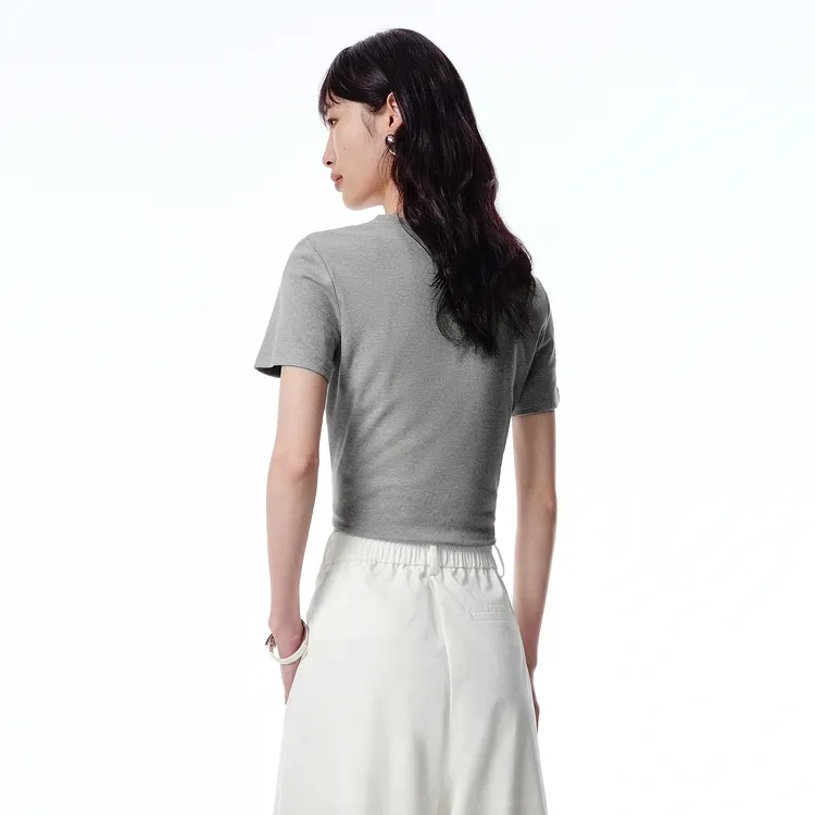 PEACEBIRD T Shirts Women's Gray-4