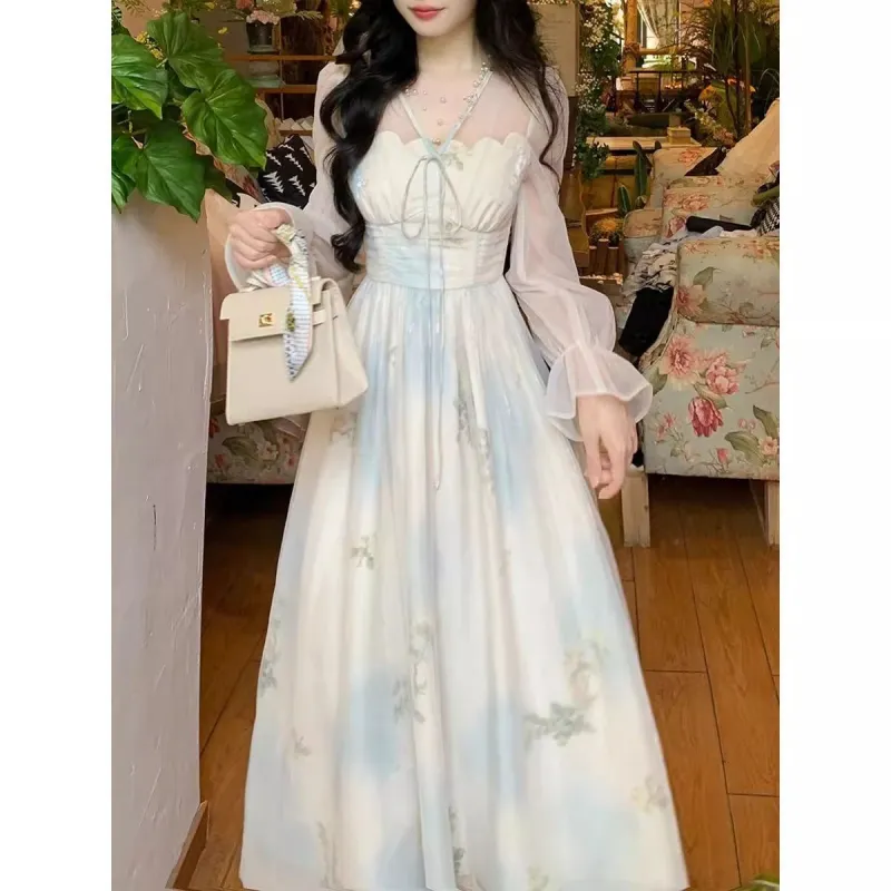 XIANSINIAO Long Sleeved Dress Women's-3
