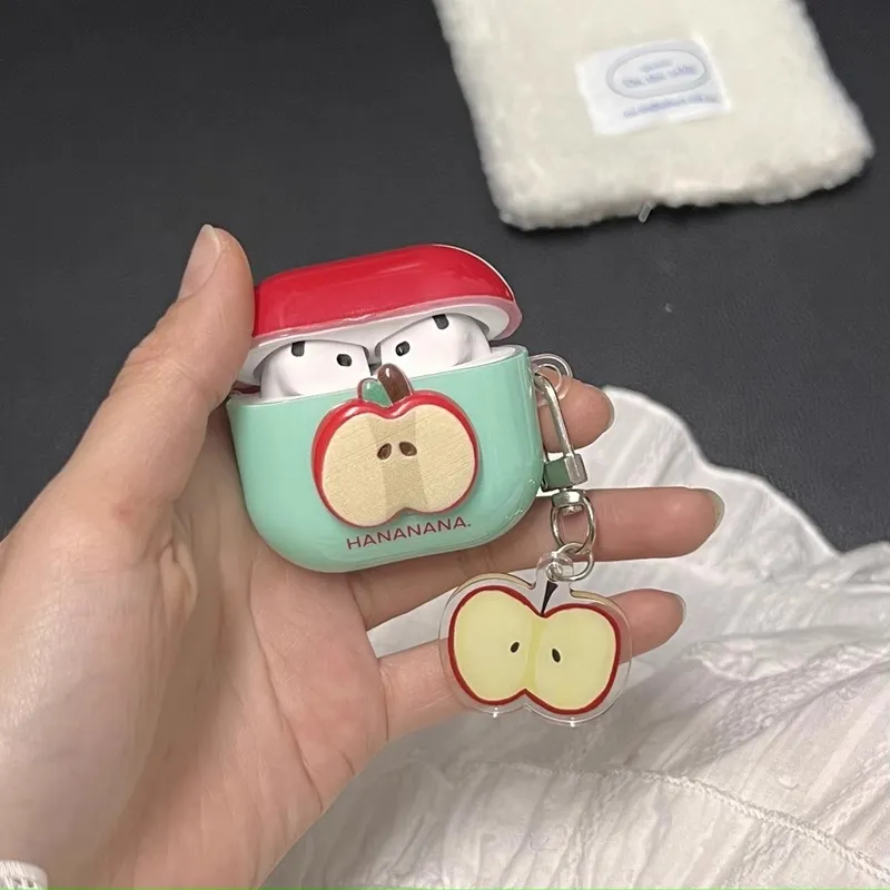 Sopi Compatibility With Apple AirPods 4/2/3/4th Generation/AirPods Pro/Pro 2 TPU Red & Green Apple Core Headphone Cases-1