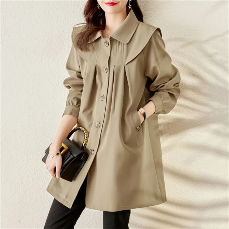 TERRE BLEUE Trench Coat Women's Khaki-2