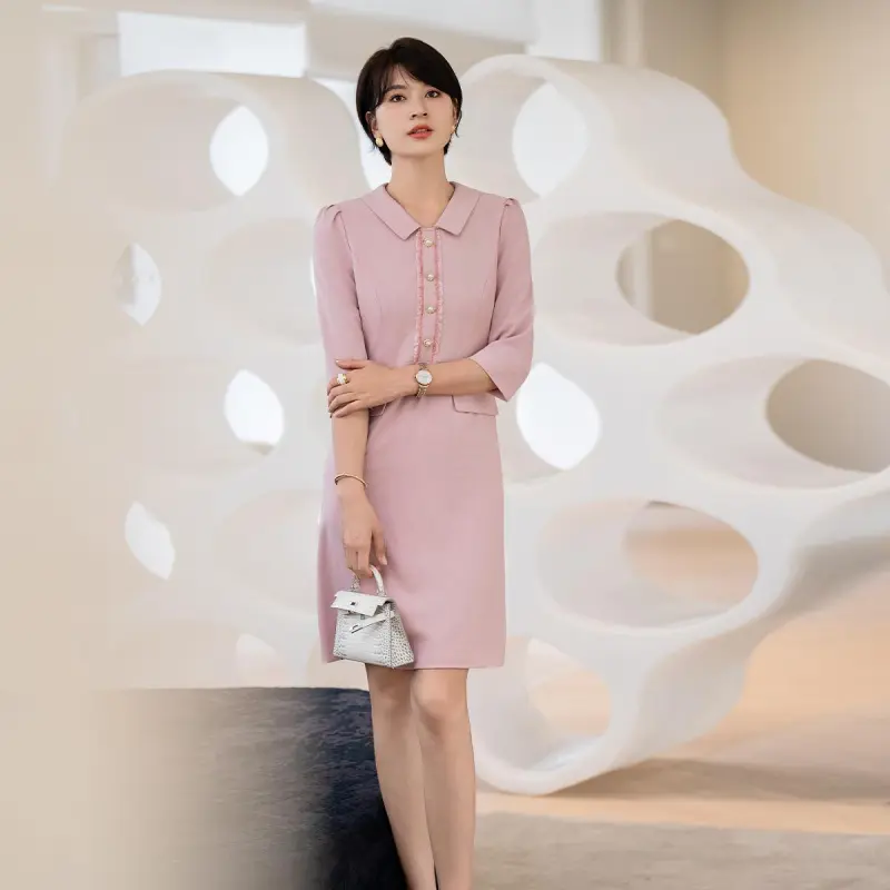 ONE SHALLOW Long Sleeved Dresses Women's Pink-4