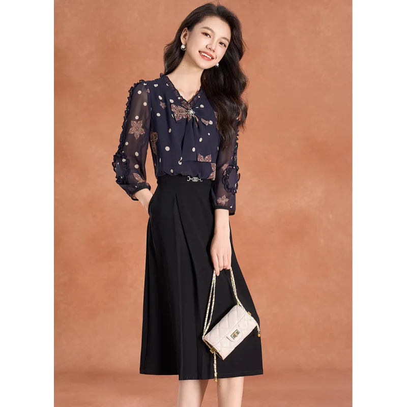 Mylan Long Sleeved Dress Cinched Waist Women's-6