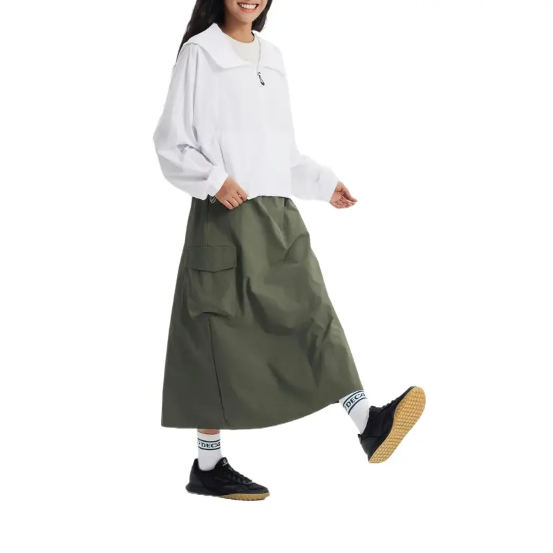 DECATHLON Casual Long Skirt Women's Khaki Green-6