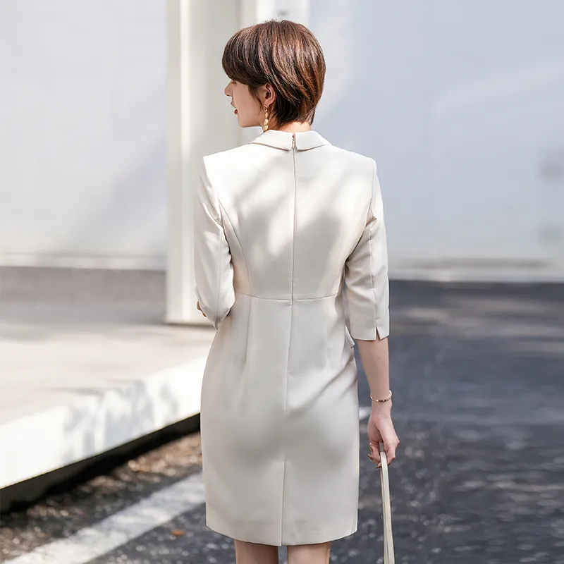 ONE SHALLOW Long Sleeved Dresses Women's Beige-5